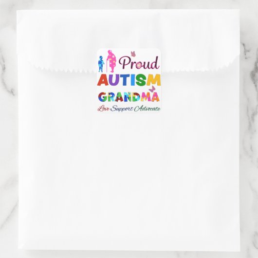 Proud Autism Grandma Vierkante Sticker (Tas)