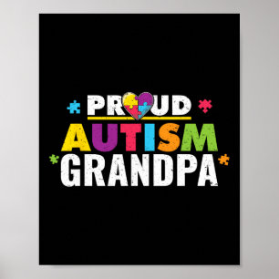 Proud Autism Grandpa Ribbon Puzzle Piece Poster
