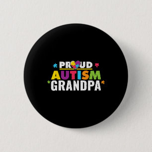 Proud Autism Grandpa Ribbon Puzzle Piece Ronde Button 5,7 Cm