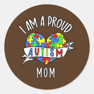 Proud Autism Mam Autisme maand Support Ronde Sticker