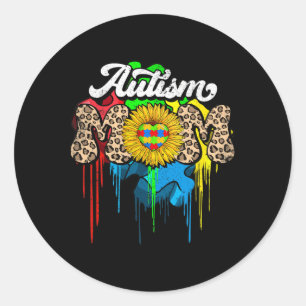 Proud Autism Mam Support Autism Awareness Maand Wo Ronde Sticker