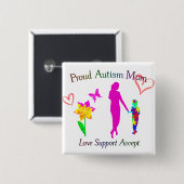 Proud Autism mama Vierkante Button 5,1 Cm (Voorkant /achterkant)