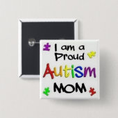 Proud Autism mama Vierkante Button 5,1 Cm (Voorkant /achterkant)