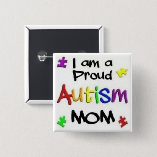 Proud Autism mama Vierkante Button 5,1 Cm (Voorkant /achterkant)