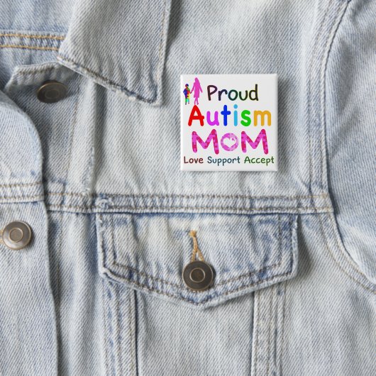 Proud Autism mama Vierkante Button 5,1 Cm (In situ)