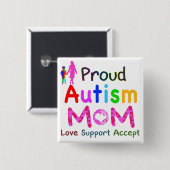 Proud Autism mama Vierkante Button 5,1 Cm (Voorkant /achterkant)