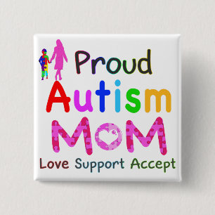 Proud Autism mama Vierkante Button 5,1 Cm