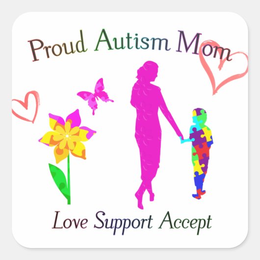 Proud Autism mama Vierkante Sticker (Voorkant)