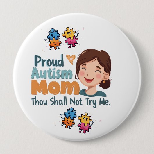 Proud Autism Mom Badge Pin Button Badge (Voorkant)