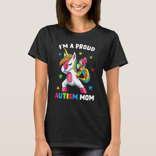 Proud Autism Mom Dab Dance Women's Dabbing Unicorn T-shirt (Voorkant)