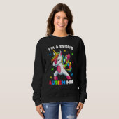 Proud Autism Mom Dab Dance Women's Dabbing Unicorn Trui (Voorkant volledig)