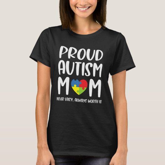 Proud Autism Mom  For Women Son Autism Awareness M T-shirt (Voorkant)