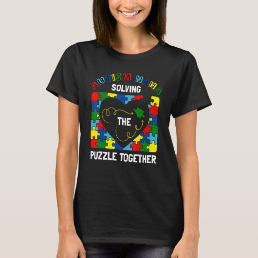 Proud Autism Nana Solving Puzzle Together Autism A T-shirt (Voorkant)