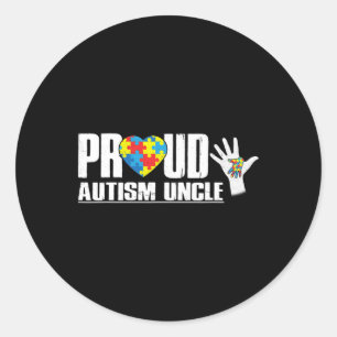 Proud Autism oom oom Dad Heart Autism Awareness fo Ronde Sticker