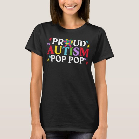 Proud Autism Pop Pop Matching Family Autism Awaren T-shirt (Voorkant)