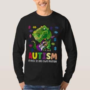 Proud Autism Rock My Ewn Rhythm Dinosaur Music T-shirt