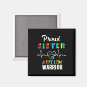 Proud Autism Sister Autism Awareness Warrior Match Magneet (Voorkant / Achterkant)