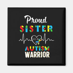 Proud Autism Sister Autism Awareness Warrior Match Magneet