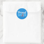 Proud Autism Sister Blue Awareness Ribbon Cute Ronde Sticker (Tas)