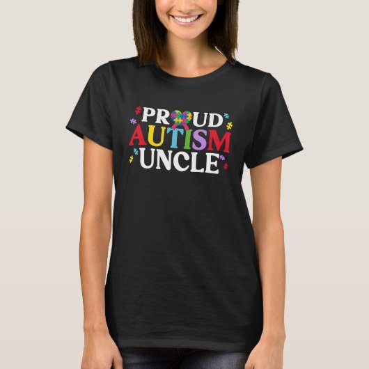 Proud Autism Uncle Matching Family Autism Awarenes T-shirt (Voorkant)