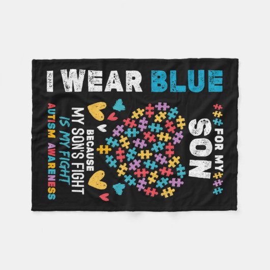 Proud Autistic Dad Fleece Deken (Voorkant (Horizontaal))