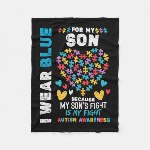 Proud Autistic Papa, ik Draag Blue voor mijn zoon Fleece Deken