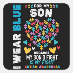 Proud Autistic Papa, ik Draag Blue voor mijn zoon Vierkante Sticker