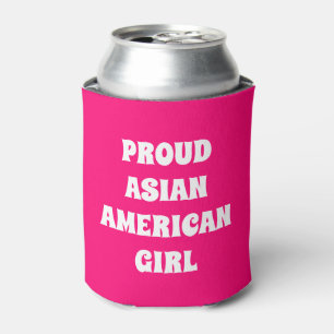 Proud Aziatisch-Amerikaans meisje, roze wit Blikjeskoeler