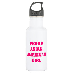 Proud Aziatisch-Amerikaans meisje, roze wit Waterfles