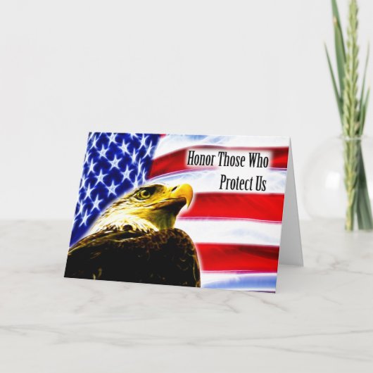 Proud Bald Eagle General Veterans Day greeing card Kaart (Voorkant)