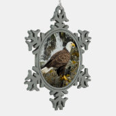 Proud Bald Eagle Tin Sneeuwvlok Ornament (Links)
