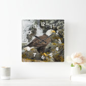 Proud Bald Eagle Vierkante Klok (Huis)