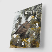 Proud Bald Eagle Vierkante Klok (Hoek)