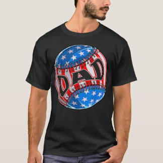 Proud Baseball Dad American Flag Baseball Softball T-shirt