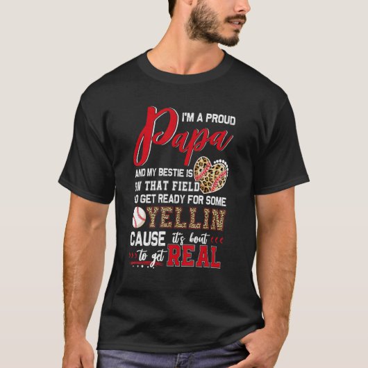 Proud Baseball Papa Baseball-serie overeenkomend m T-shirt (Voorkant)