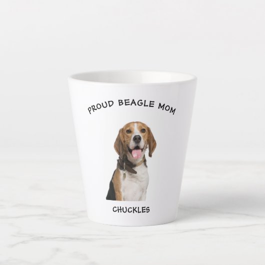 Proud Beagle mam Persoonlijke foto van Pet Dog Latte Mok (Voorkant)
