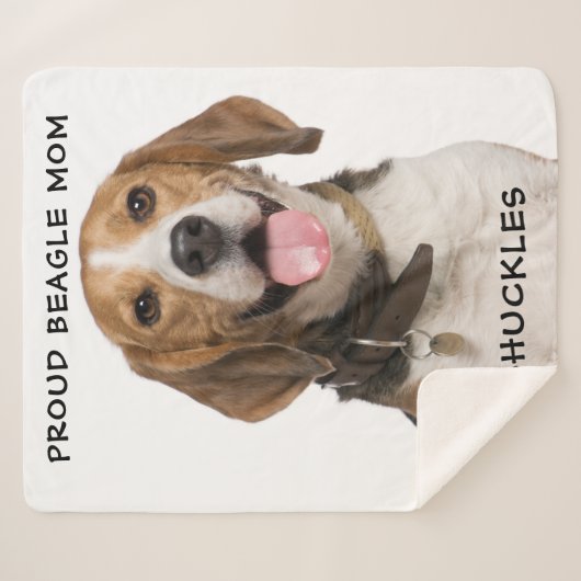 Proud Beagle mam Persoonlijke foto van Pet Dog Sherpa Deken (Voorkant (horizontaal))