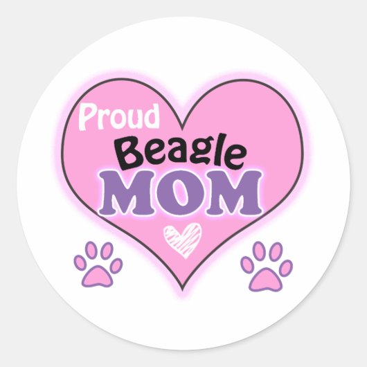 Proud Beagle Mom Ronde Sticker (Voorkant)