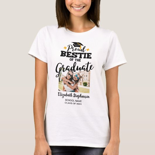 Proud Bestie van de afstuderen fotoschoolnaam T-shirt (Voorkant)