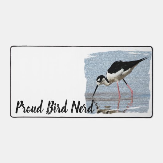 Proud Bird Nerd Black White Coast Beach Birder Bureaumat (Voorkant)