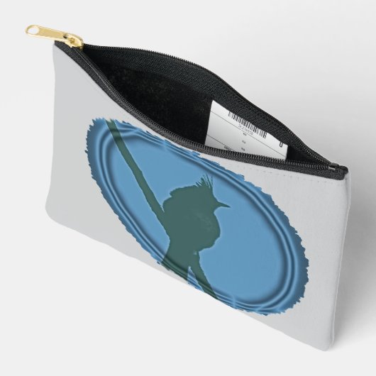 Proud Bird Nerd Blauw Grijs Silhouet Vogelaar Etui (Open)