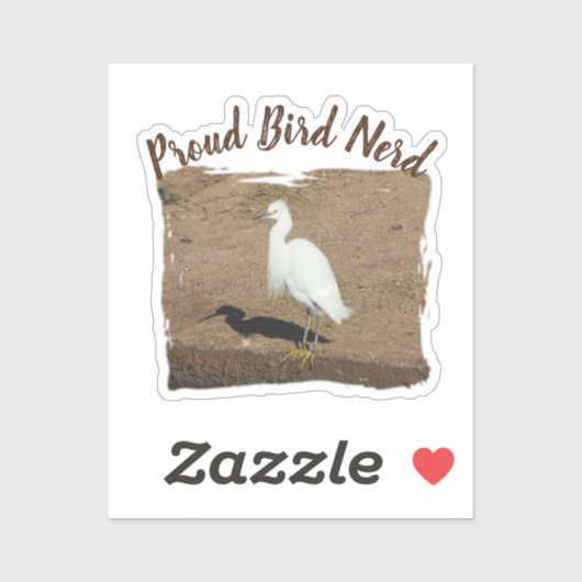 Proud Bird Nerd Elegant White Egret Hobby Birder Sticker (Vel)