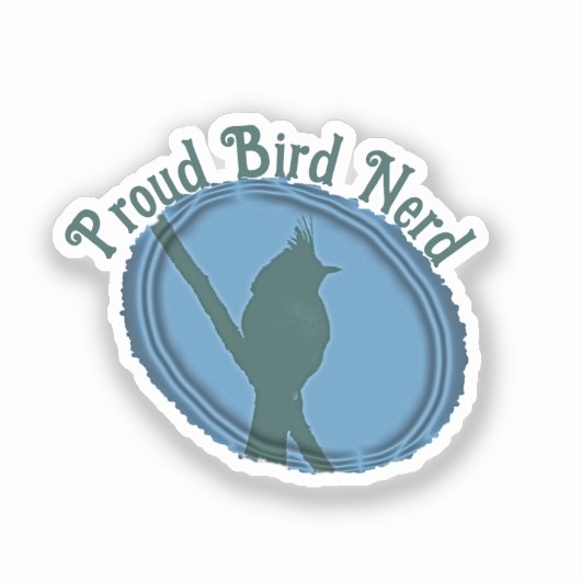 Proud Bird Nerd Silhouette Blauw Grijs Vogelaar Sticker (Voorkant)
