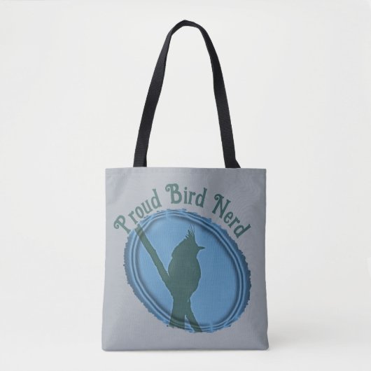 Proud Bird Nerd Silhouette Blauw Grijs Vogelaar Tote Bag (Voorkant)