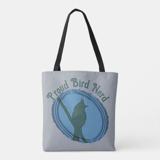 Proud Bird Nerd Silhouette Blauw Grijs Vogelaar Tote Bag (Achterkant)
