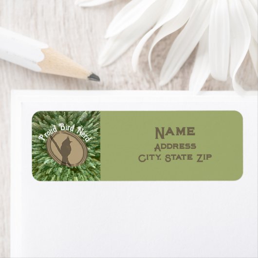 Proud Bird Nerd Silhouette Bruin Groene Vogelaar Etiket (Insitu)