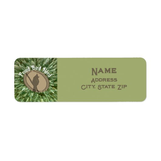 Proud Bird Nerd Silhouette Bruin Groene Vogelaar Etiket (Voorkant)