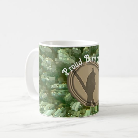 Proud Bird Nerd Silhouette Bruin Groene Vogelaar Koffiemok (Voorkant links)