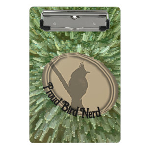 Proud Bird Nerd Silhouette Bruin Groene Vogelaar Mini Klembord