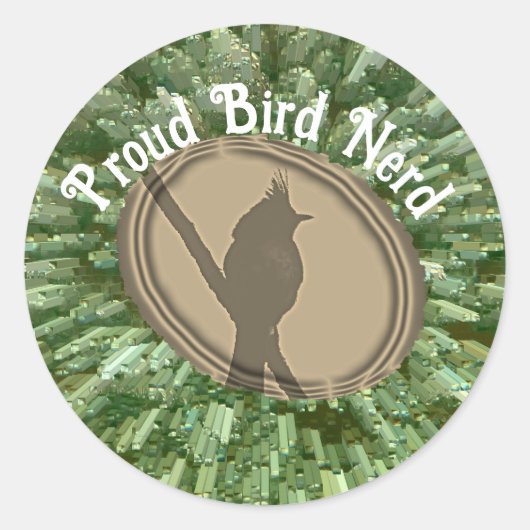 Proud Bird Nerd Silhouette Bruin Groene Vogelaar Ronde Sticker (Voorkant)